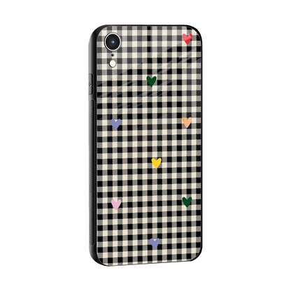 Checkered Love sleek iphone xr cover with tempered glass back and TPU edges