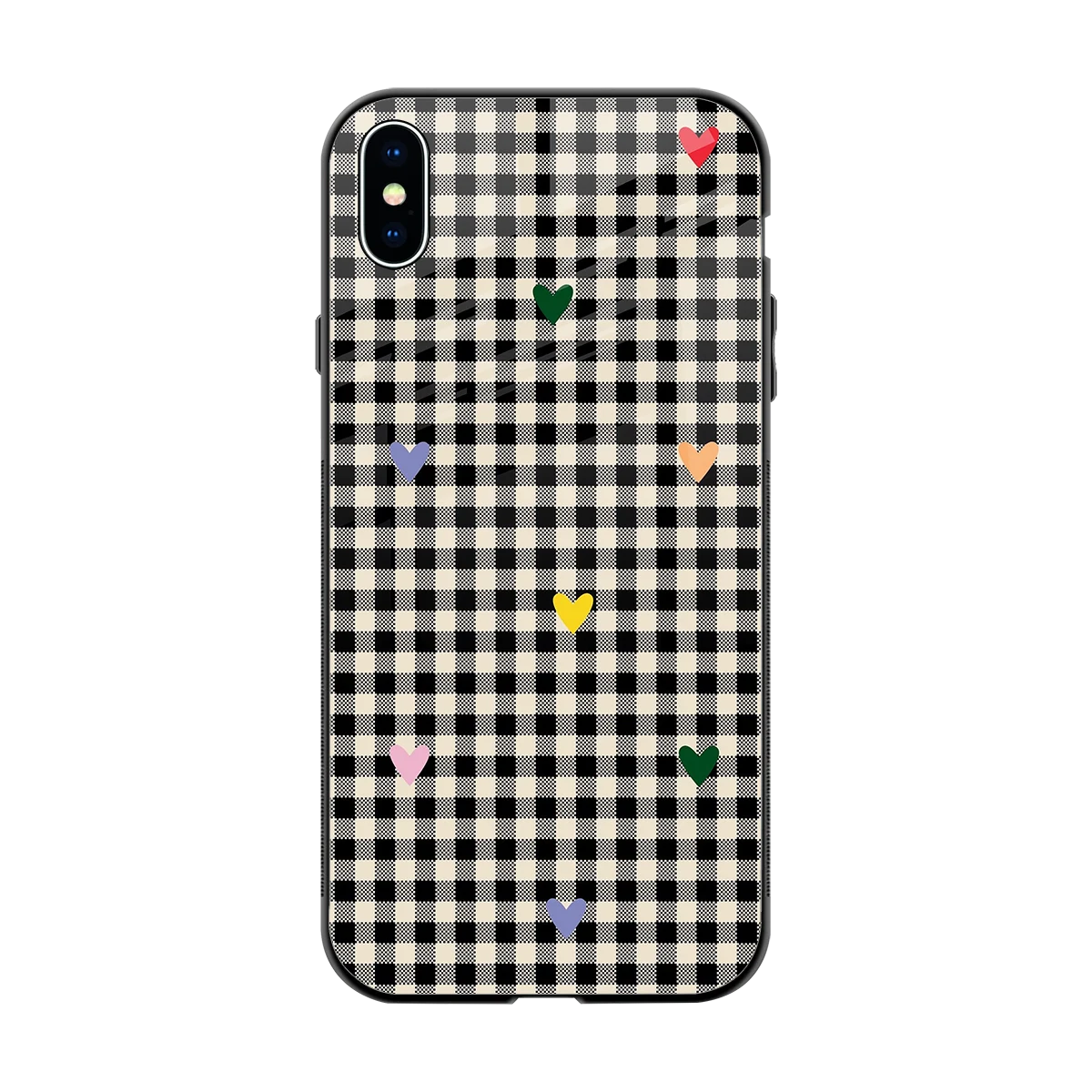 Checkered Love back phone cover | glass case for iphone xs max