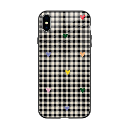 Checkered Love back phone cover | glass case for iphone xs max
