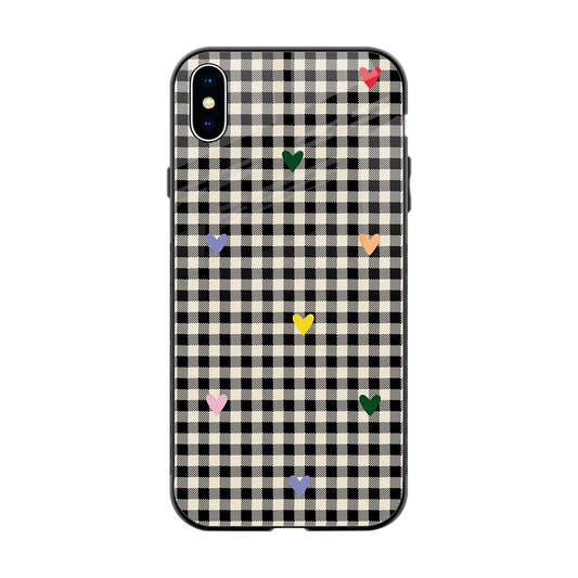 Checkered Love back phone cover | glass case for iphone xs max