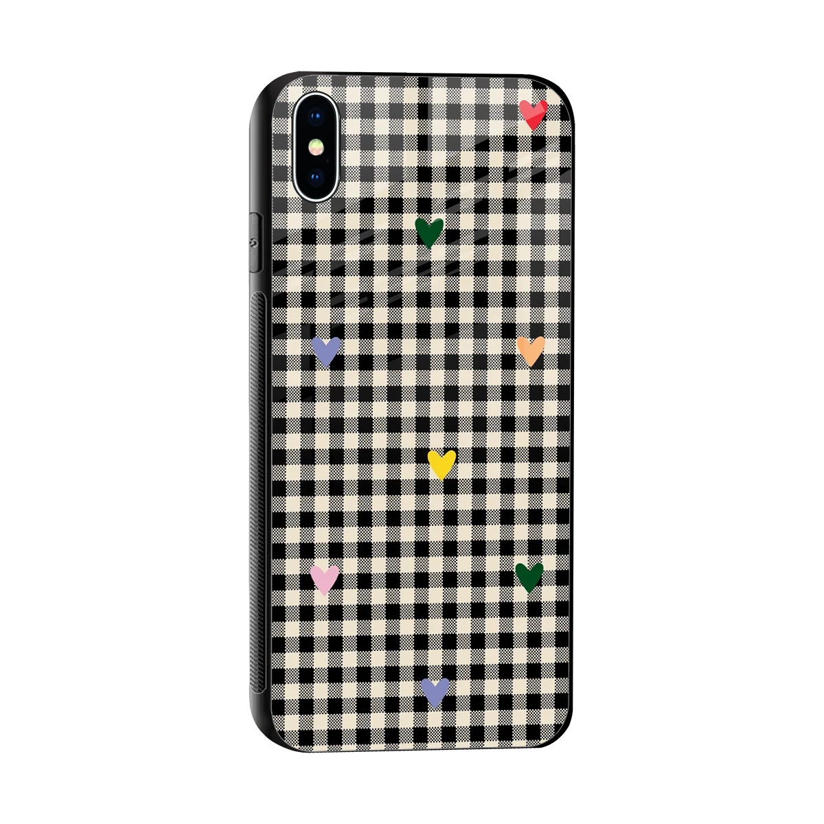 Checkered Love sleek iphone xs max cover with tempered glass back and TPU edges