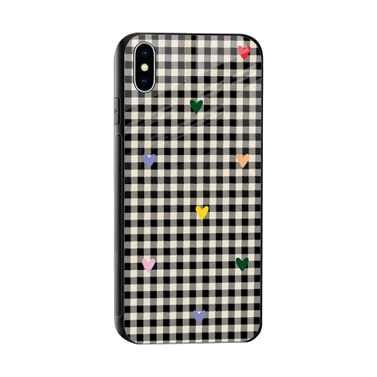Checkered Love sleek iphone xs max cover with tempered glass back and TPU edges