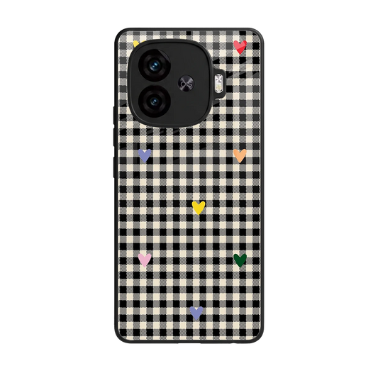Checkered Love back phone cover | glass case for iqoo neo 10r 5g