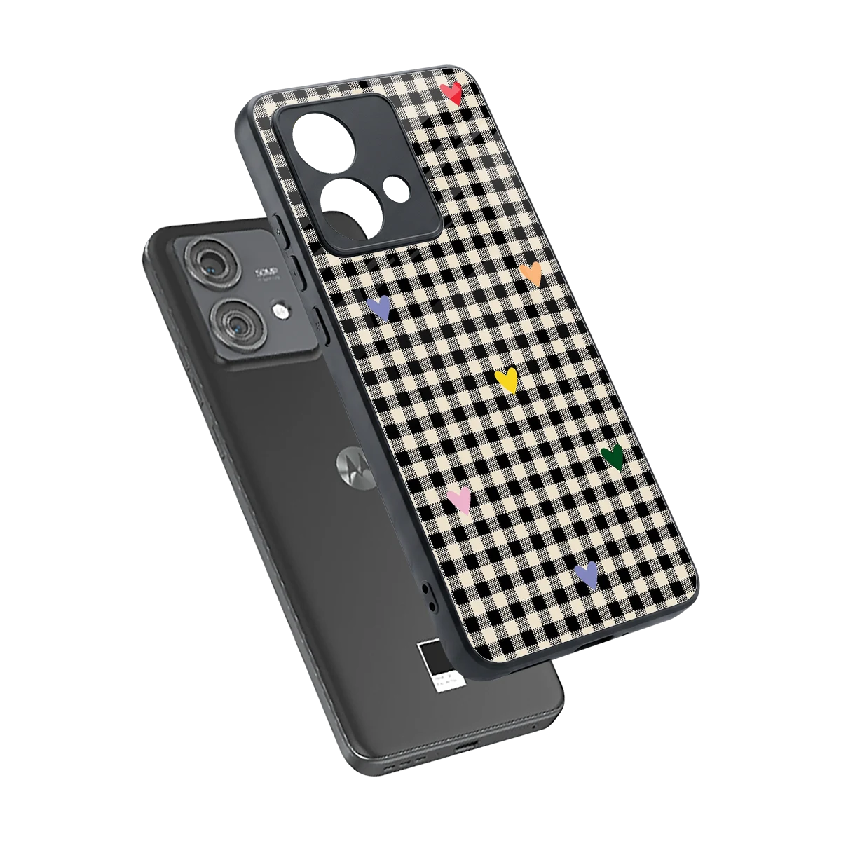 Checkered Love sleek motorola edge 40 neo 5g cover with tempered glass back and TPU edges