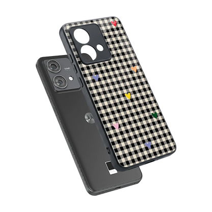 Checkered Love sleek motorola edge 40 neo 5g cover with tempered glass back and TPU edges