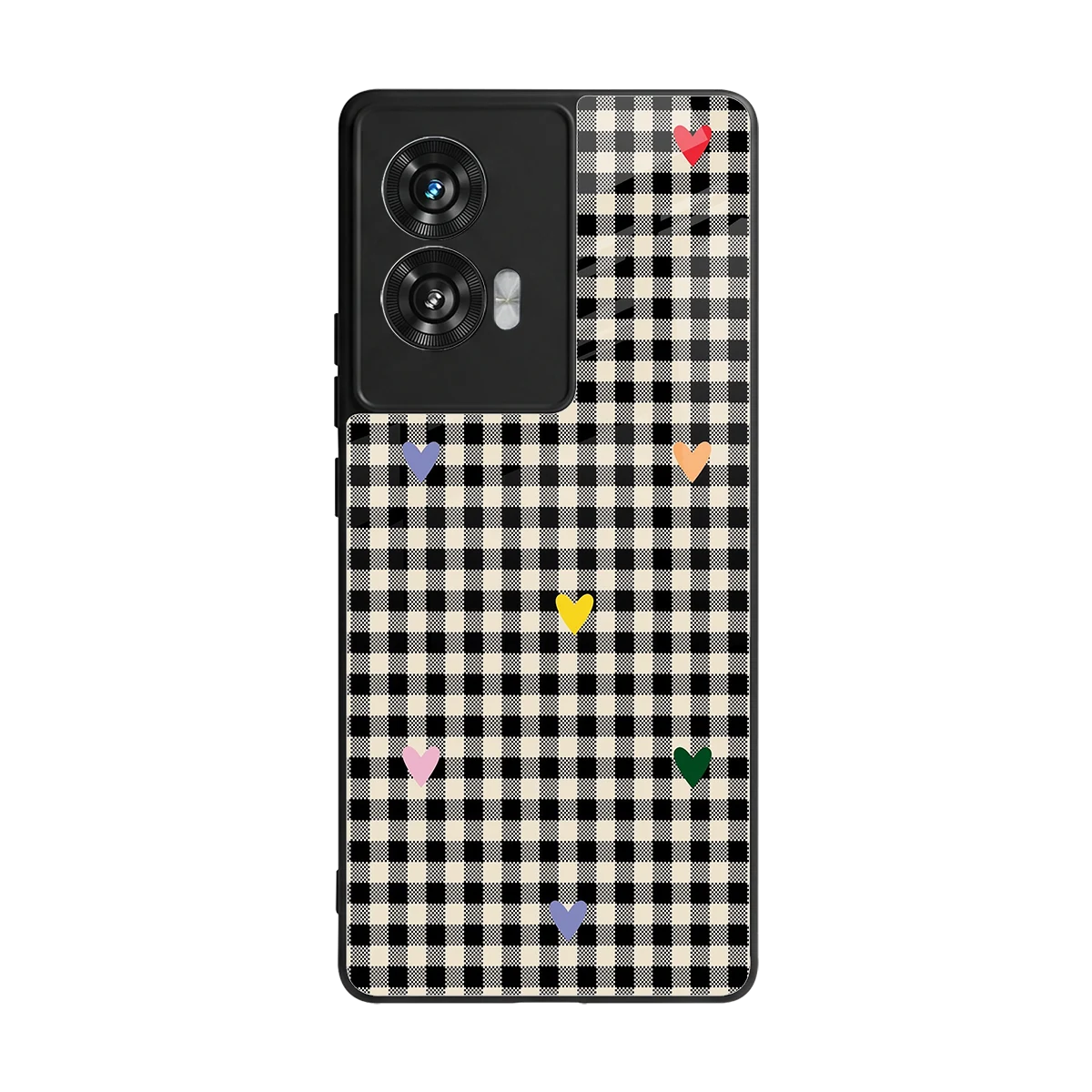 Checkered Love back phone cover | glass case for motorola edge 50 fusion