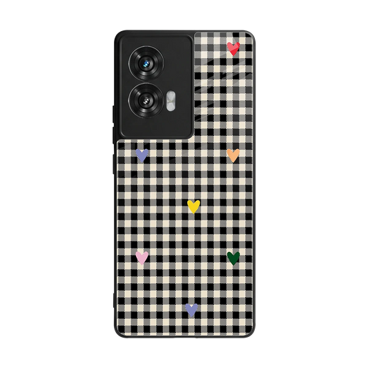 Checkered Love back phone cover | glass case for motorola edge 50 fusion