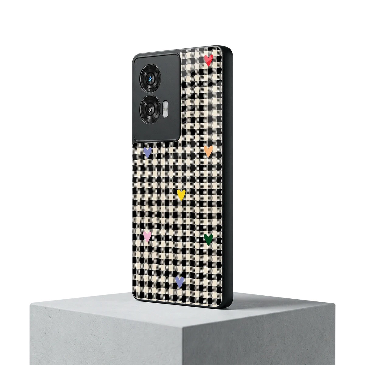 Checkered Love motorola edge 50 fusion mobile cover | shockproof glass phone case