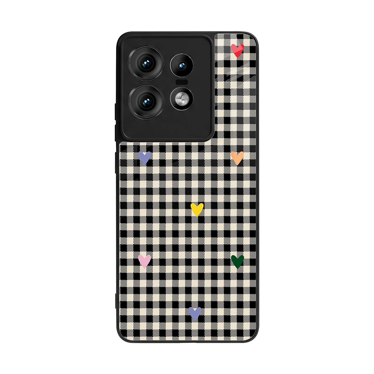 Checkered Love back phone cover | glass case for motorola edge 50 pro