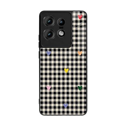 Checkered Love back phone cover | glass case for motorola edge 50 pro