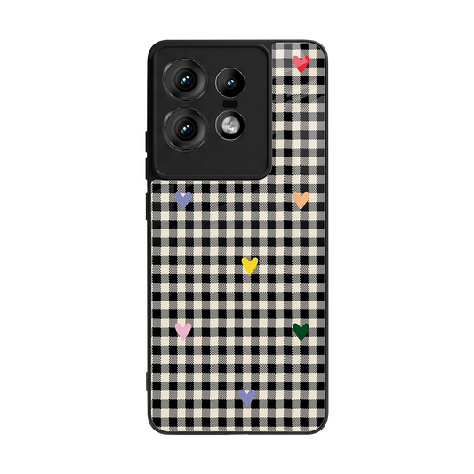 Checkered Love back phone cover | glass case for motorola edge 50 pro