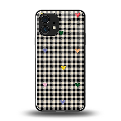 Checkered Love back phone cover | glass case for nothing phone 1