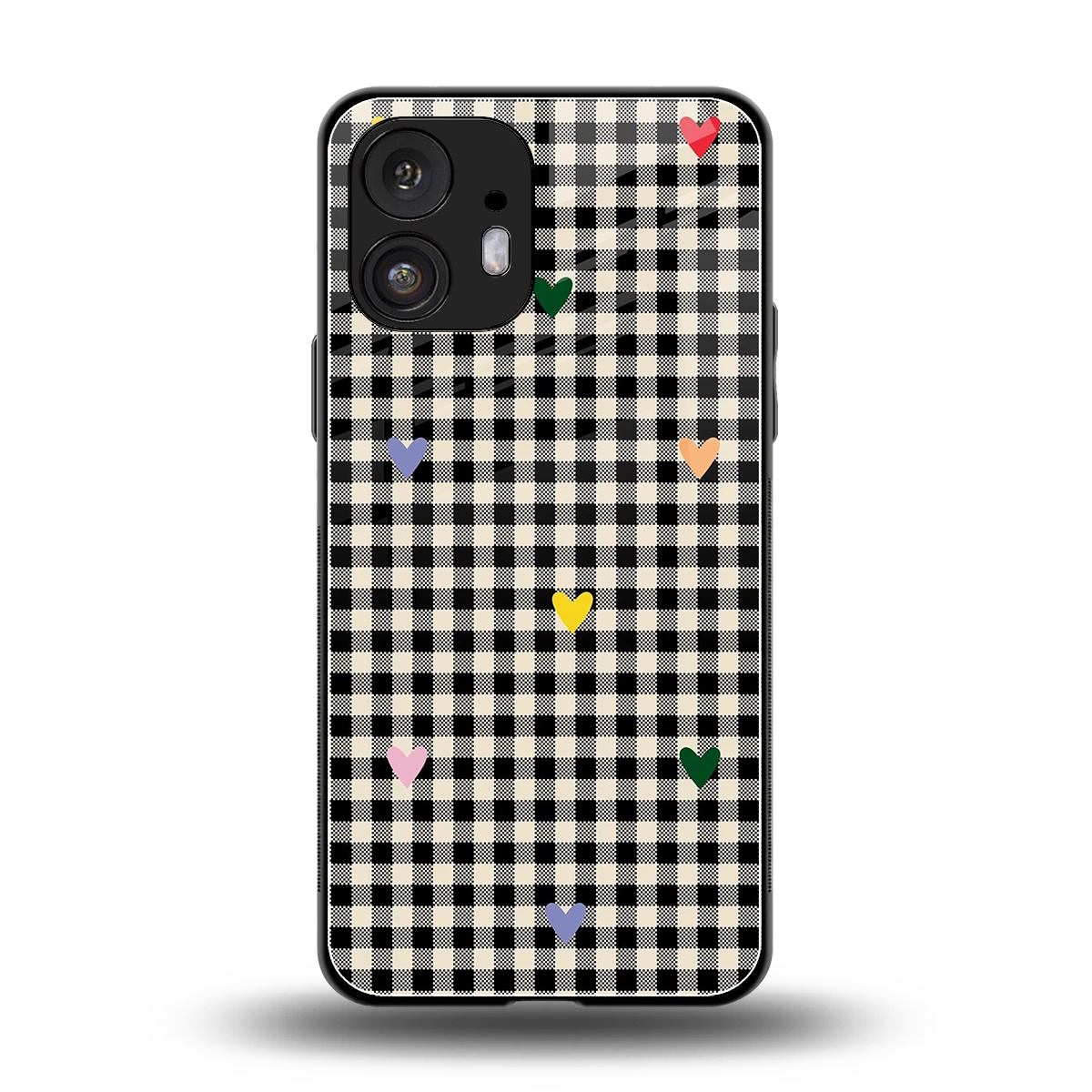 Checkered Love back phone cover | glass case for nothing phone 2