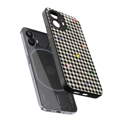 Checkered Love sleek nothing phone 2 cover with tempered glass back and TPU edges