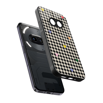 Checkered Love sleek nothing phone 2a plus cover with tempered glass back and TPU edges