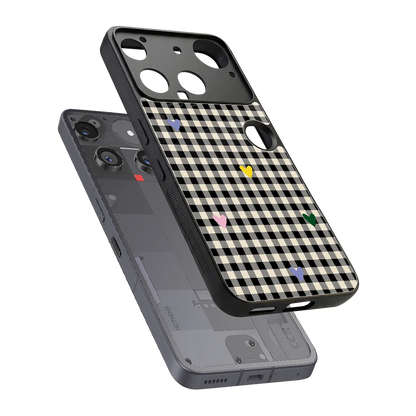 Checkered Love sleek nothing phone 3 cover with tempered glass back and TPU edges