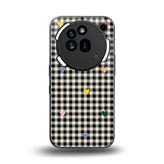 Checkered Love back phone cover | glass case for nothing phone 3a pro