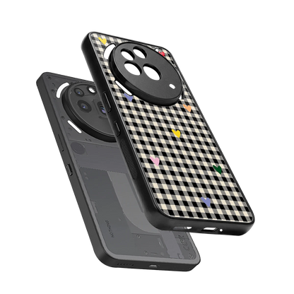 Checkered Love sleek nothing phone 3a pro cover with tempered glass back and TPU edges