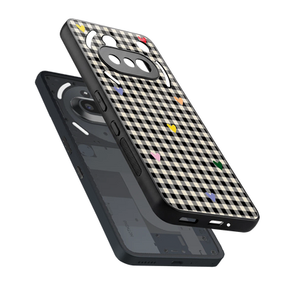 Checkered Love sleek nothing phone 3a cover with tempered glass back and TPU edges