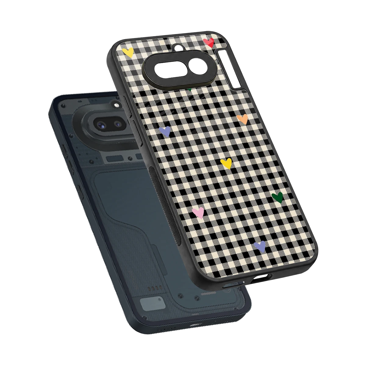 Checkered Love sleek nothing phone 4a cover with tempered glass back and TPU edges
