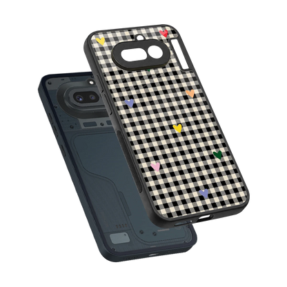 Checkered Love sleek nothing phone 4a cover with tempered glass back and TPU edges