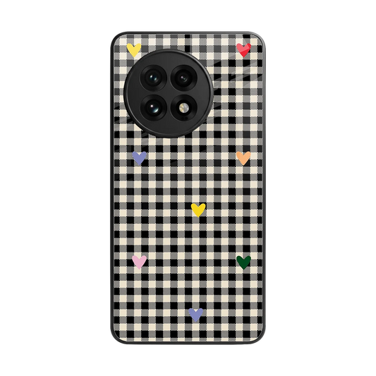Checkered Love back phone cover | glass case for oneplus 13r