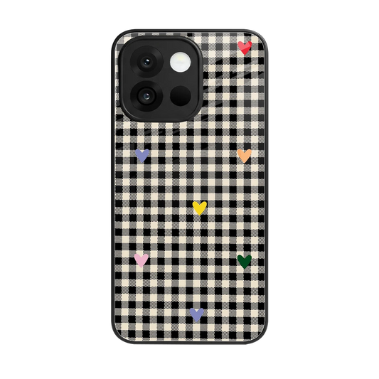 Checkered Love back phone cover | glass case for oneplus 13s