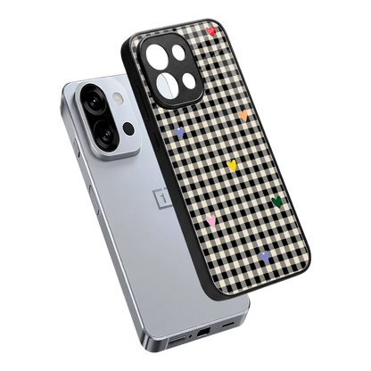 Checkered Love sleek oneplus 13s cover with tempered glass back and TPU edges