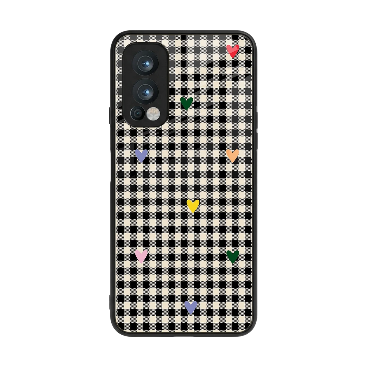 Checkered Love back phone cover | glass case for oneplus nord 2
