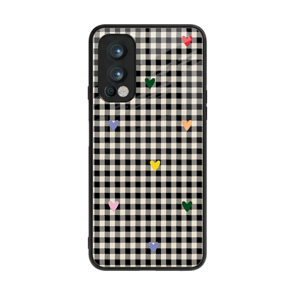 Checkered Love back phone cover | glass case for oneplus nord 2