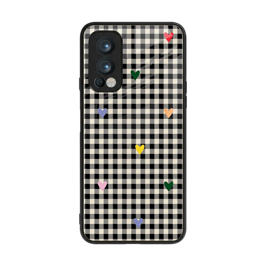 Checkered Love back phone cover | glass case for oneplus nord 2