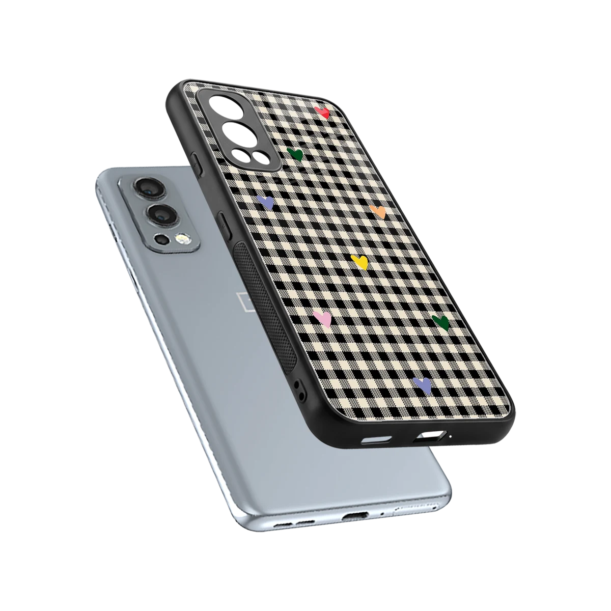 Checkered Love sleek oneplus nord 2 cover with tempered glass back and TPU edges