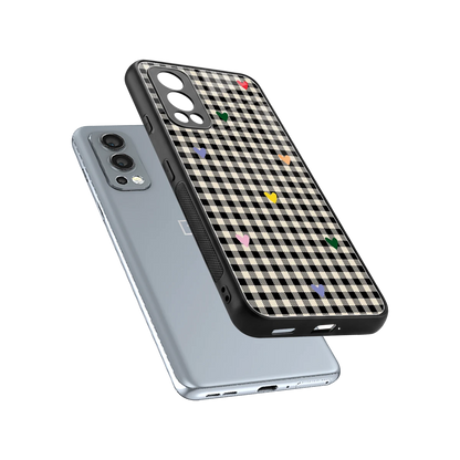 Checkered Love sleek oneplus nord 2 cover with tempered glass back and TPU edges