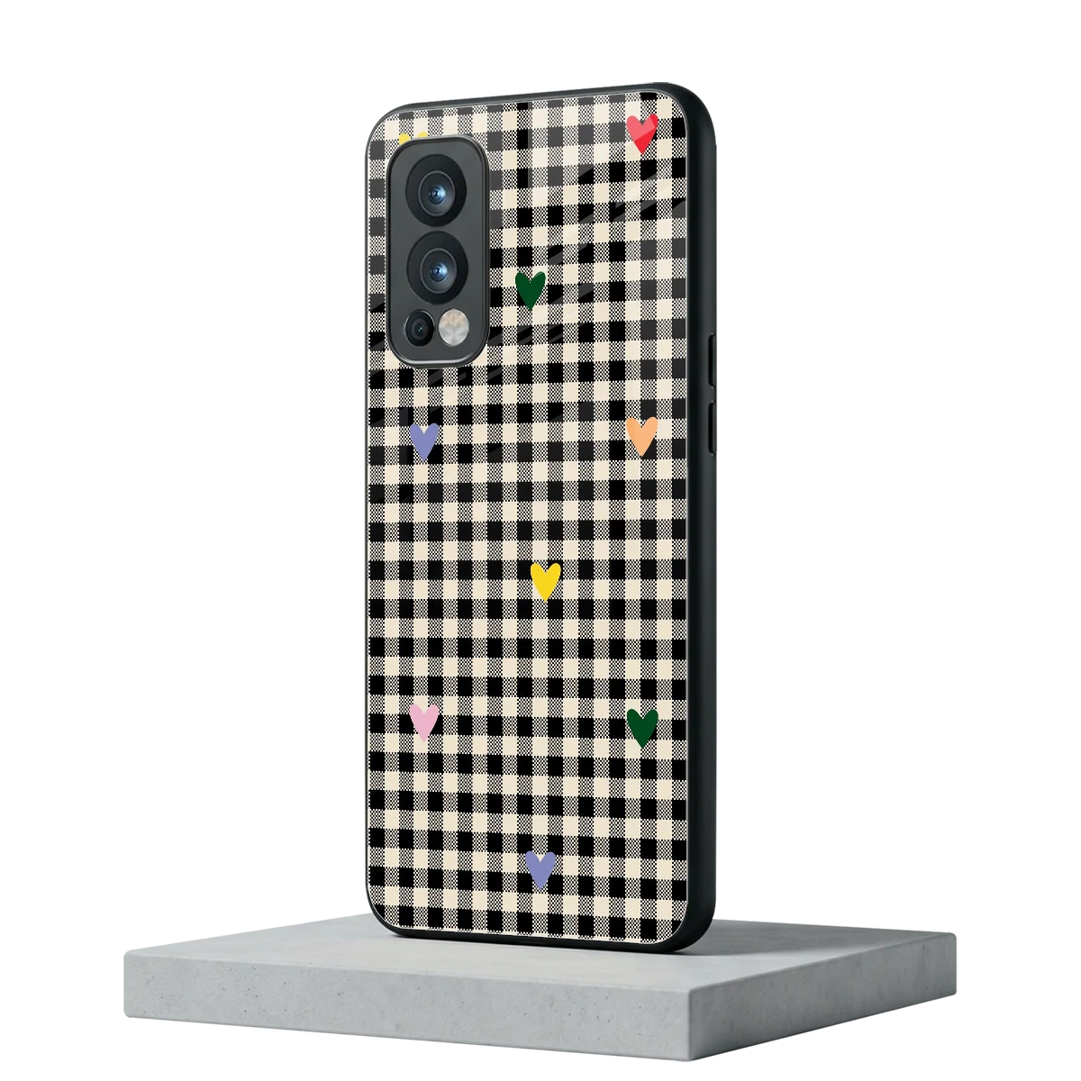 Checkered Love oneplus nord 2 mobile cover | shockproof glass phone case