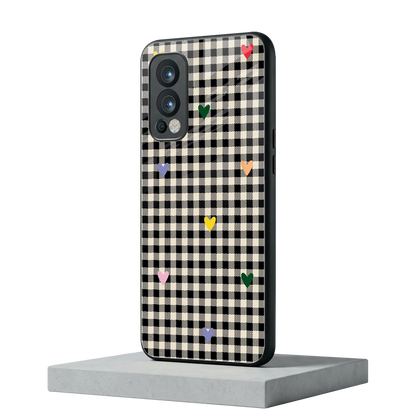 Checkered Love oneplus nord 2 mobile cover | shockproof glass phone case