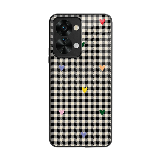 Checkered Love back phone cover | glass case for oneplus nord 2t