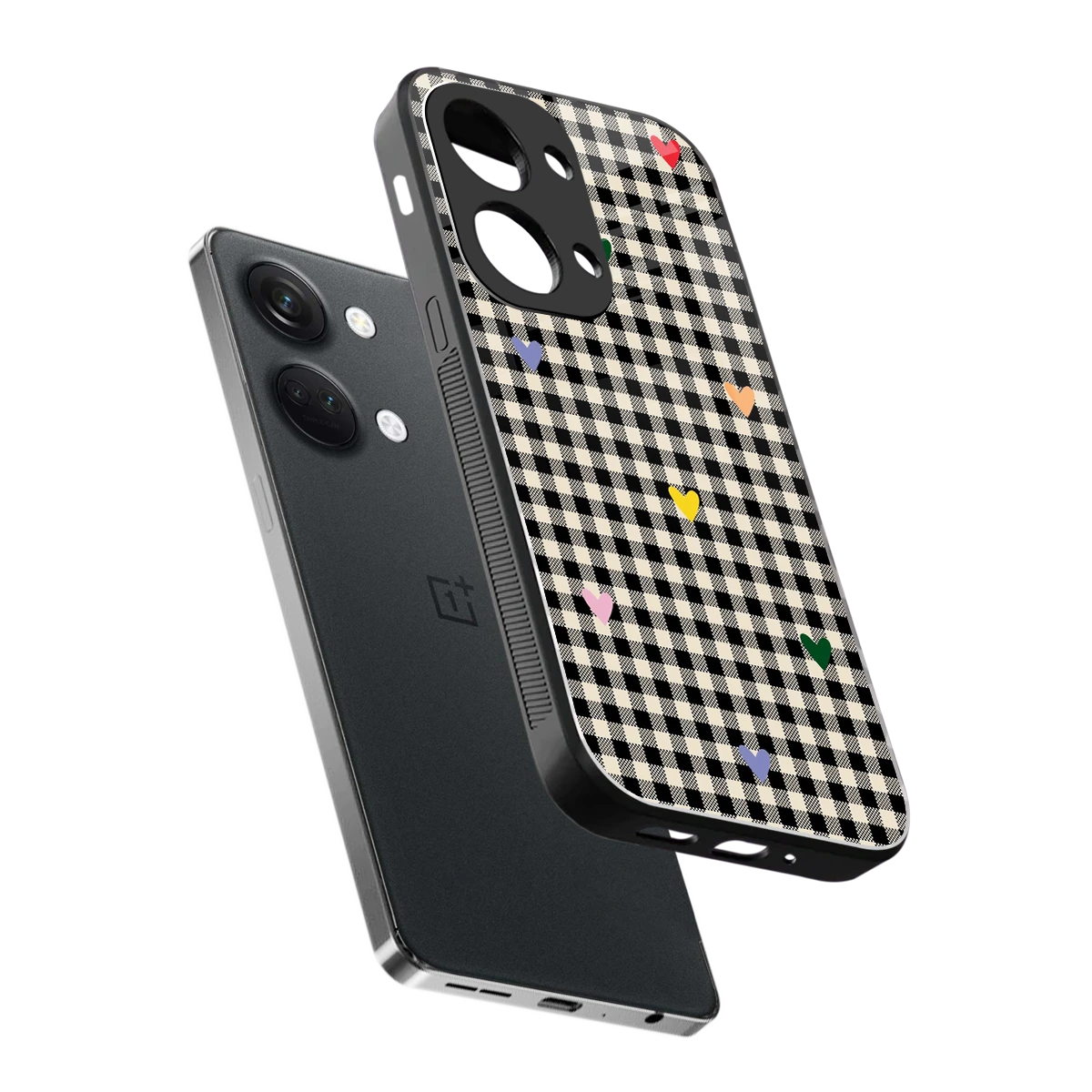 Checkered Love sleek oneplus nord 3 cover with tempered glass back and TPU edges