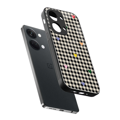Checkered Love sleek oneplus nord 3 cover with tempered glass back and TPU edges