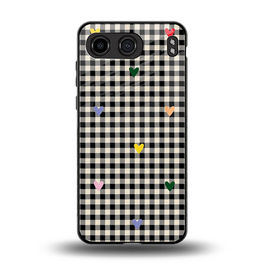 Checkered Love back phone cover | glass case for oneplus nord 4