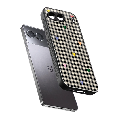 Checkered Love sleek oneplus nord 4 cover with tempered glass back and TPU edges