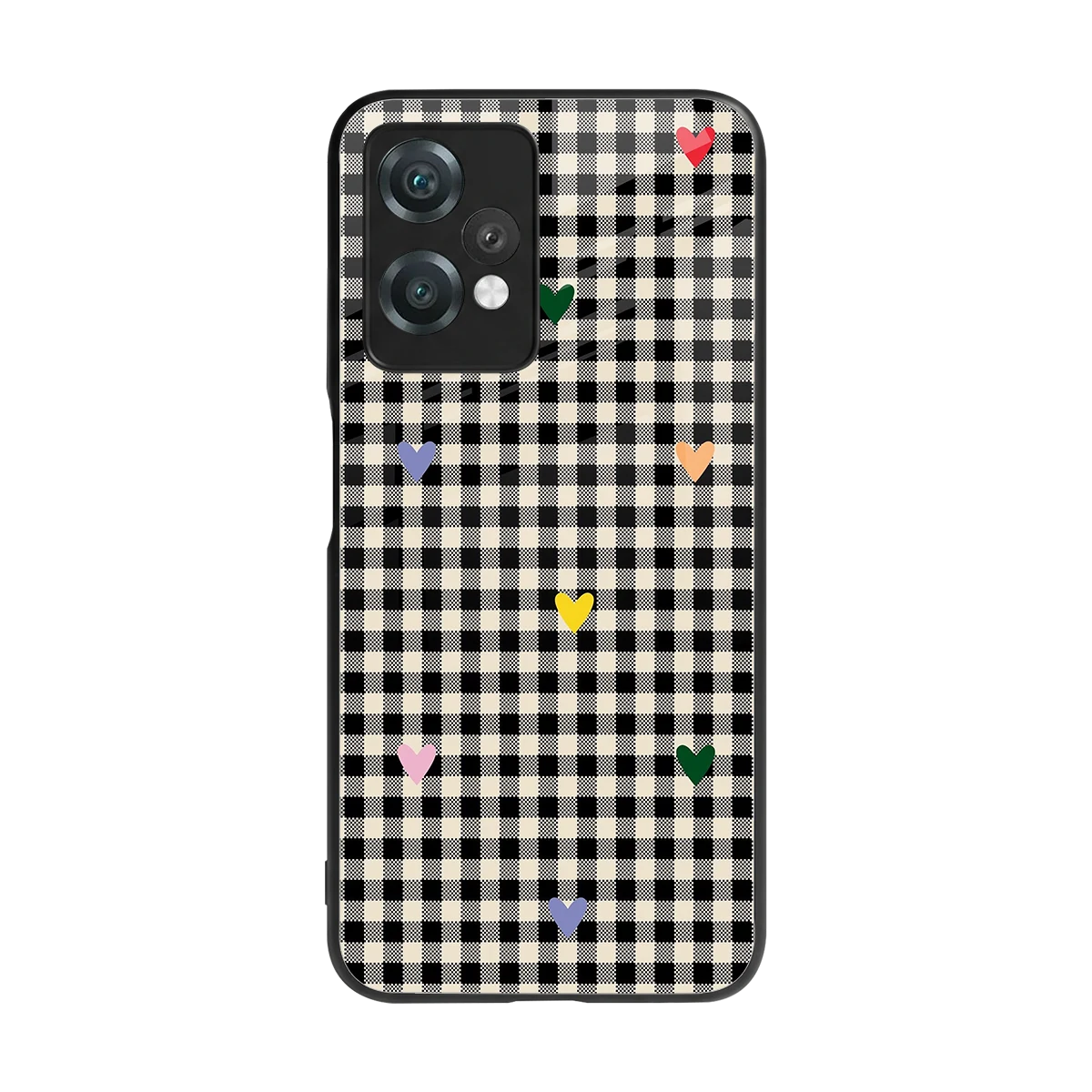 Checkered Love back phone cover | glass case for oneplus nord ce 2 lite