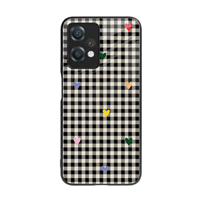 Checkered Love back phone cover | glass case for oneplus nord ce 2 lite