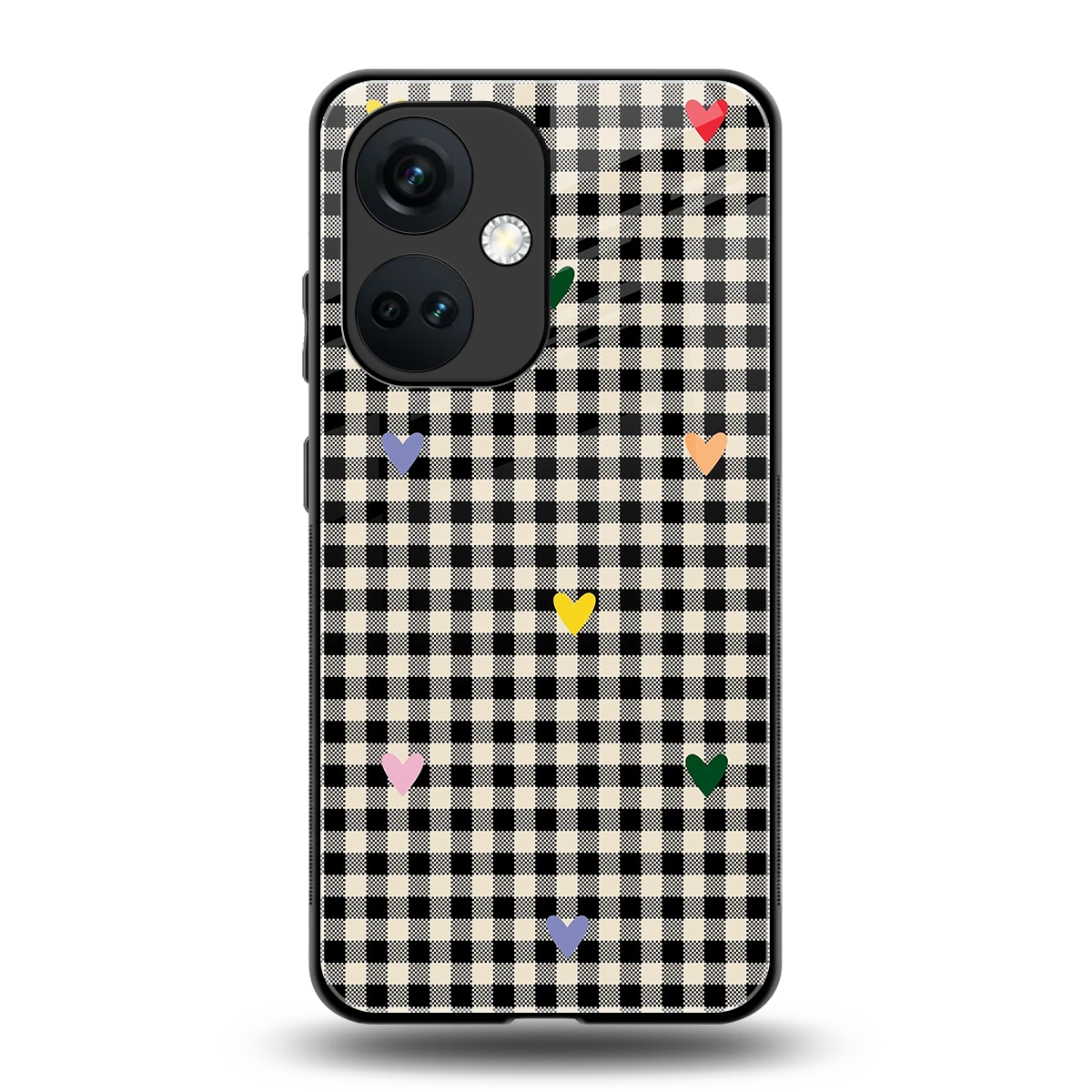 Checkered Love back phone cover | glass case for oneplus nord ce 3