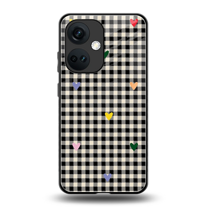 Checkered Love back phone cover | glass case for oneplus nord ce 3