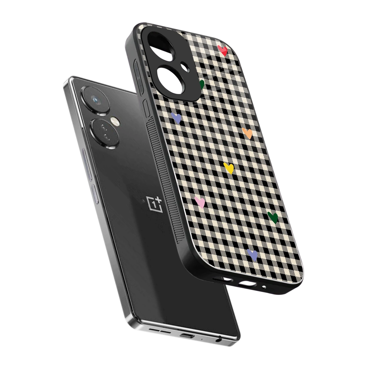 Checkered Love sleek oneplus nord ce 3 cover with tempered glass back and TPU edges