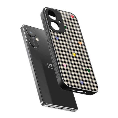 Checkered Love sleek oneplus nord ce 3 cover with tempered glass back and TPU edges