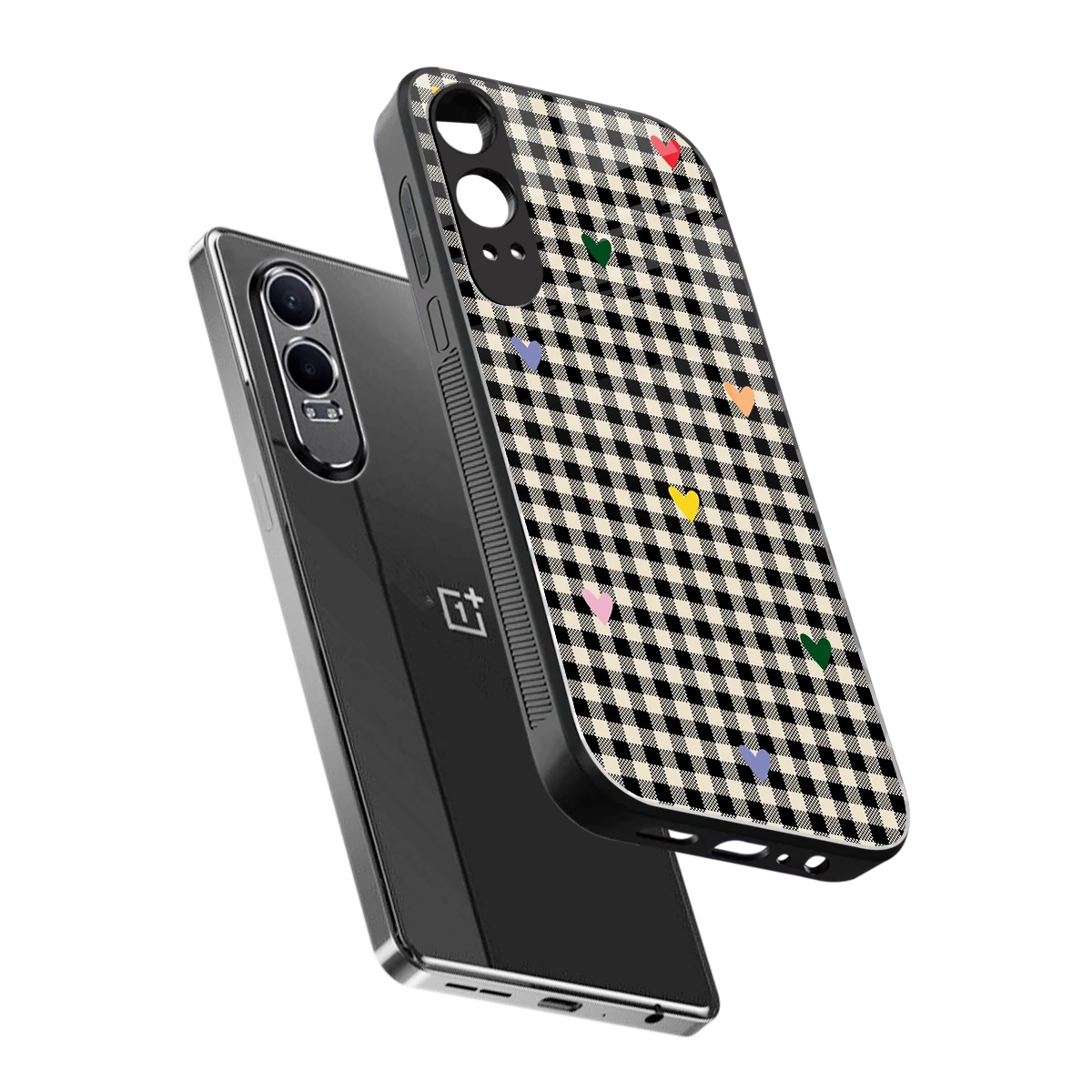 Checkered Love sleek oneplus nord ce 4 lite cover with tempered glass back and TPU edges