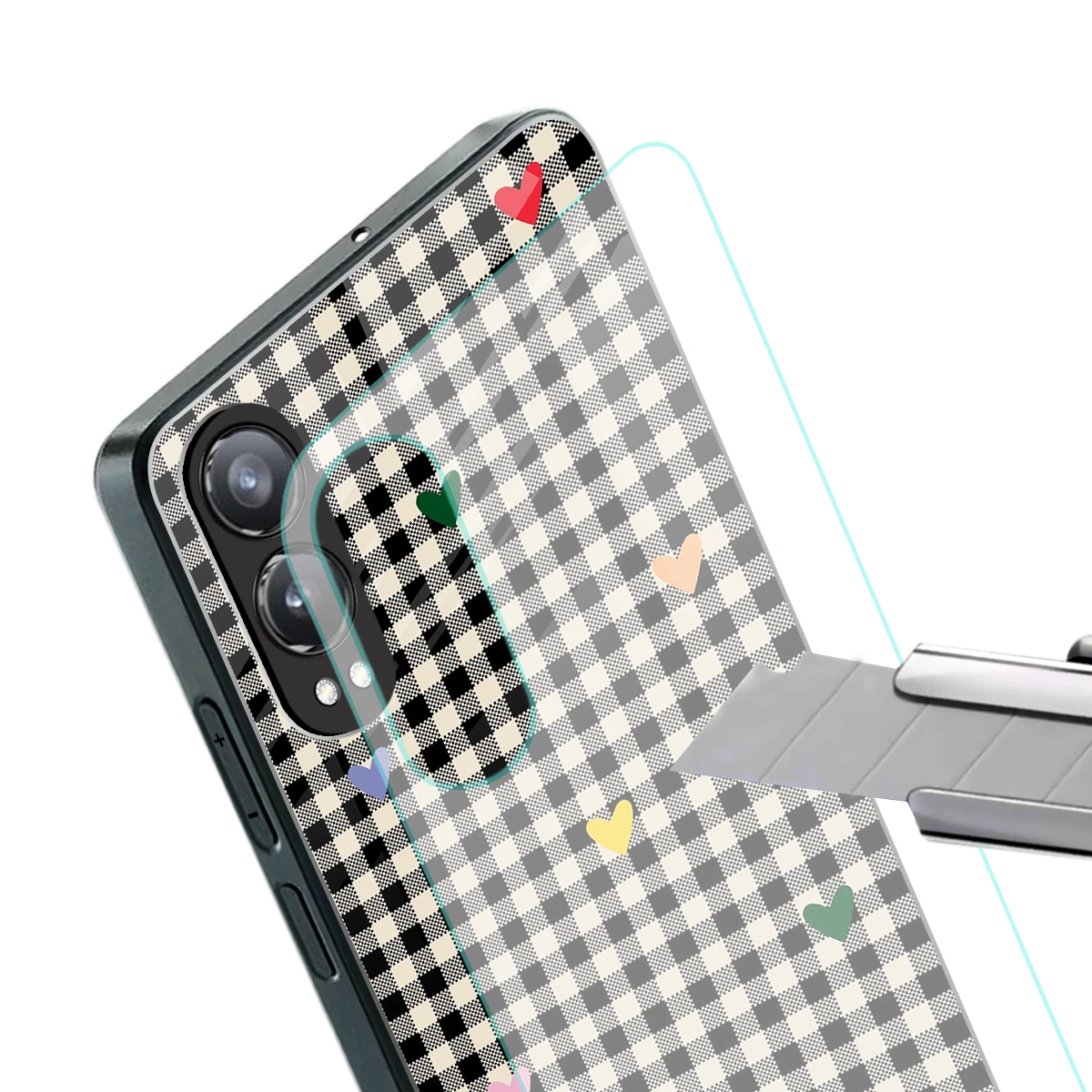 Checkered Love stylish phone case for oneplus nord ce 4 lite | glossy glass and slim fit