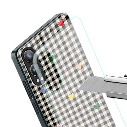 Checkered Love stylish phone case for oneplus nord ce 4 lite | glossy glass and slim fit