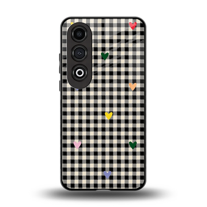 Checkered Love back phone cover | glass case for oneplus nord ce 4